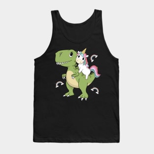 Unicorn Riding Dinosaur Funny Unicorns Party Cute T-Rex Tank Top